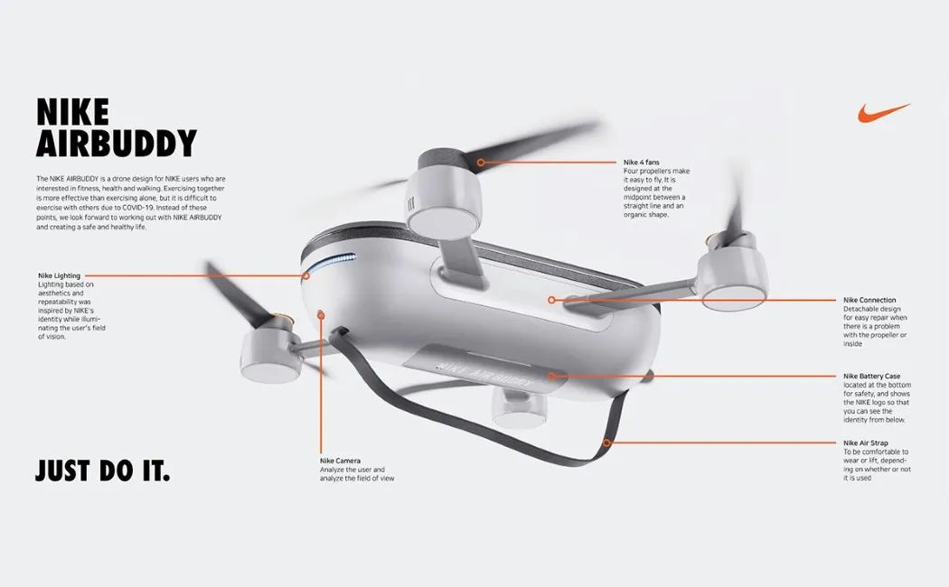 韓國設(shè)計師李哲熙為NIKE設(shè)計的一款概念無人機