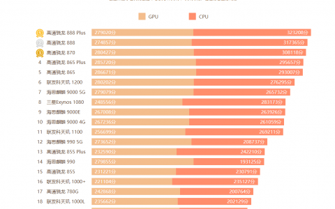 2021手機芯片性能排行榜（排在第一位高通驍龍888 Plus）